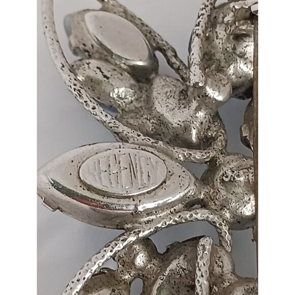 Regency Signed Blue  Aurora Borealis Rhinestone Butterfly Brooch Pin 2"×1.25" - Picture 6 of 6